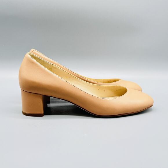 Cole Haan Shoes Womens 6.5 Beige Grand.OS Leather Pumps Classic Block Heels - Picture 1 of 11